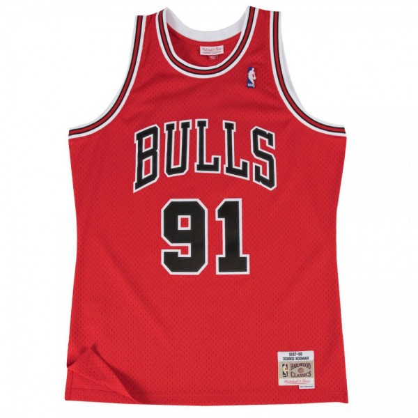 Maillot NBA Dennis RODMAN Bulls Rouge Swingman - Mitchell & Ness Taille S